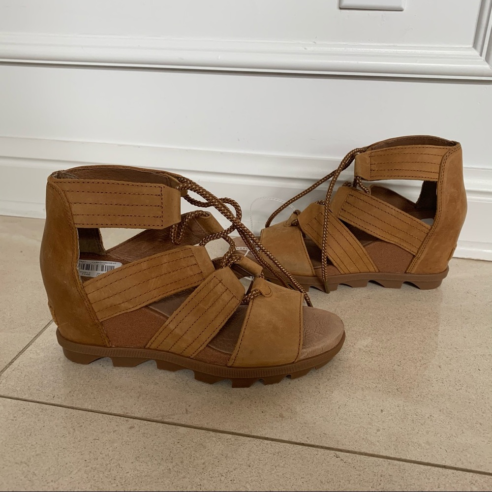 New SOREL Joanie Gladiator Wedge Sandals Tan 8.5 - Picture 7 of 9
